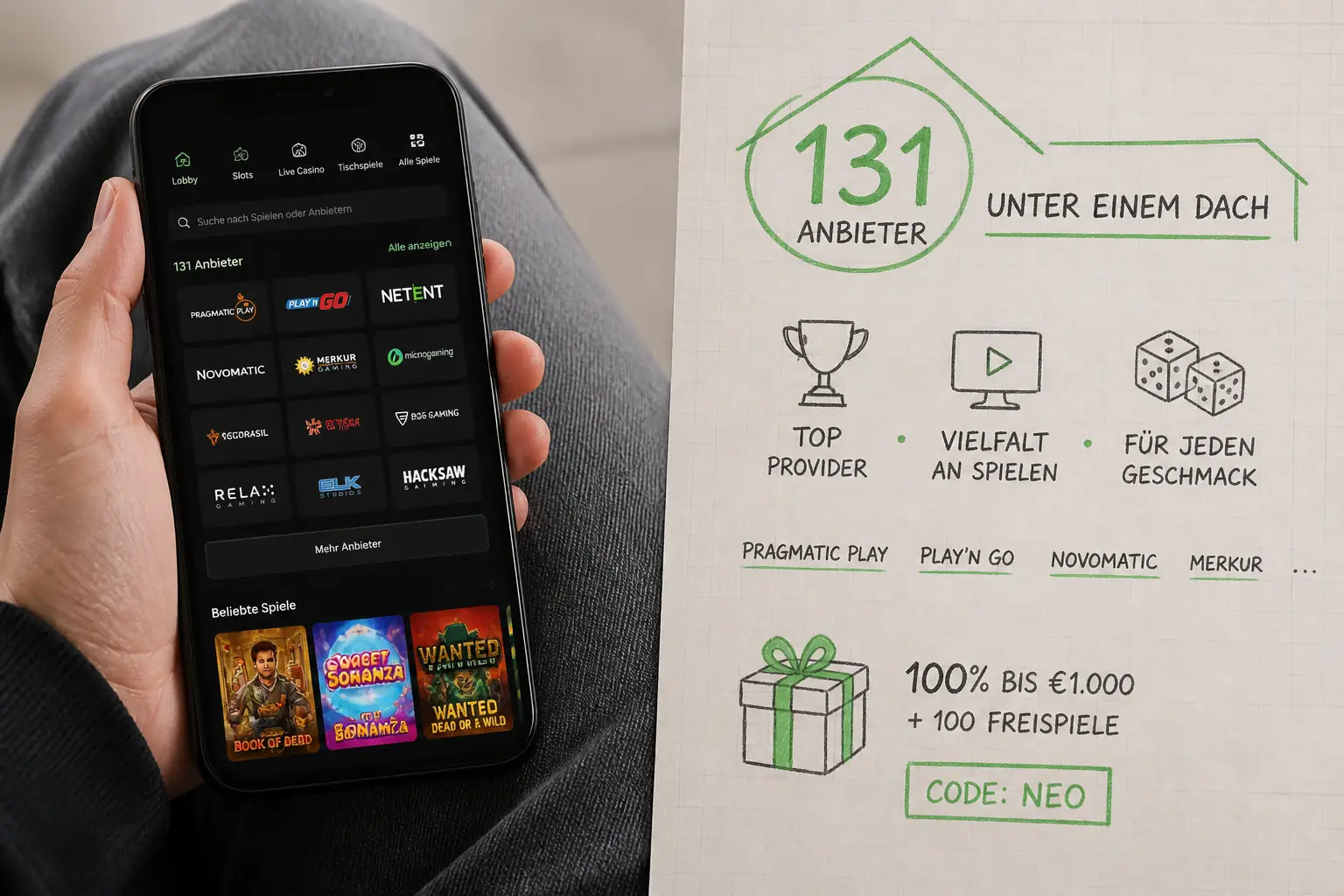 Neospin Slots – 131 Provider an einem Ort visual guide for Neospin Casino